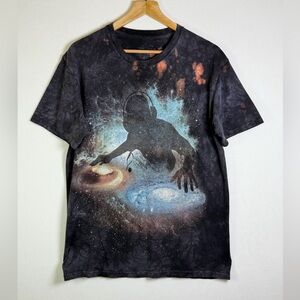 The Mountain DJ Galaxy T-Shirt Acid Wash Space Graphic Tee Sz M Festival Retro